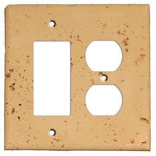 Caramel Stone Rocker / Duplex Outlet Cover Plate