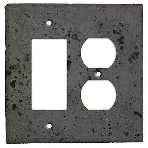 Charcoal Stone Rocker / Duplex Outlet Cover Plate - Wallplatesonline.com