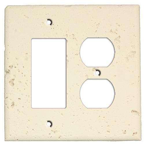 Bone Stone Rocker / Duplex Outlet Cover Plate