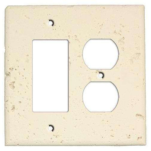 Bone Stone Rocker / Duplex Outlet Cover Plate