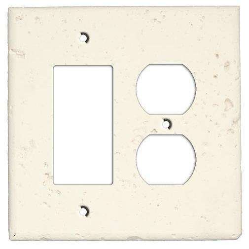 White Stone Rocker / Duplex Outlet Cover Plate