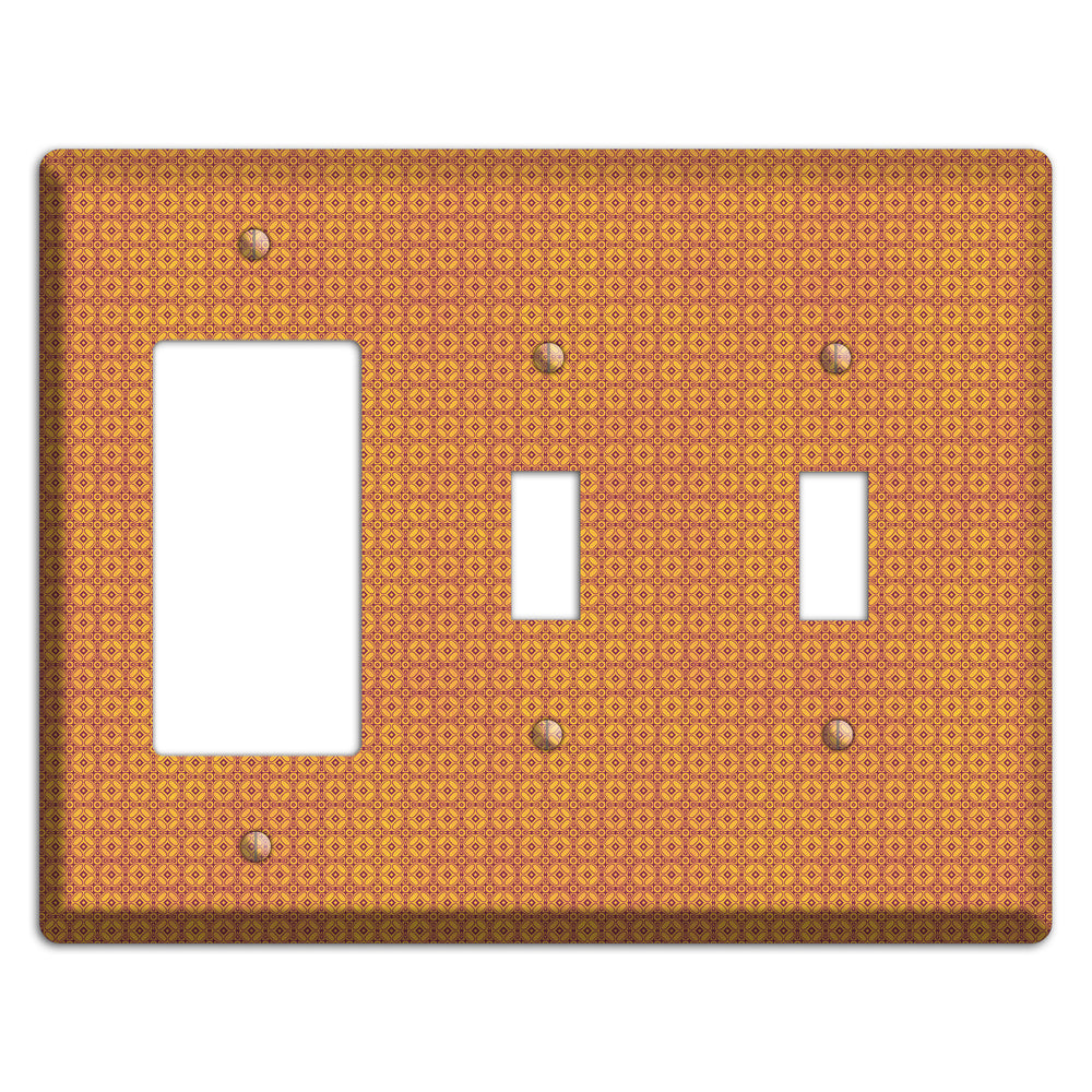 Multi Orange Arabesque Rocker / 2 Toggle Wallplate
