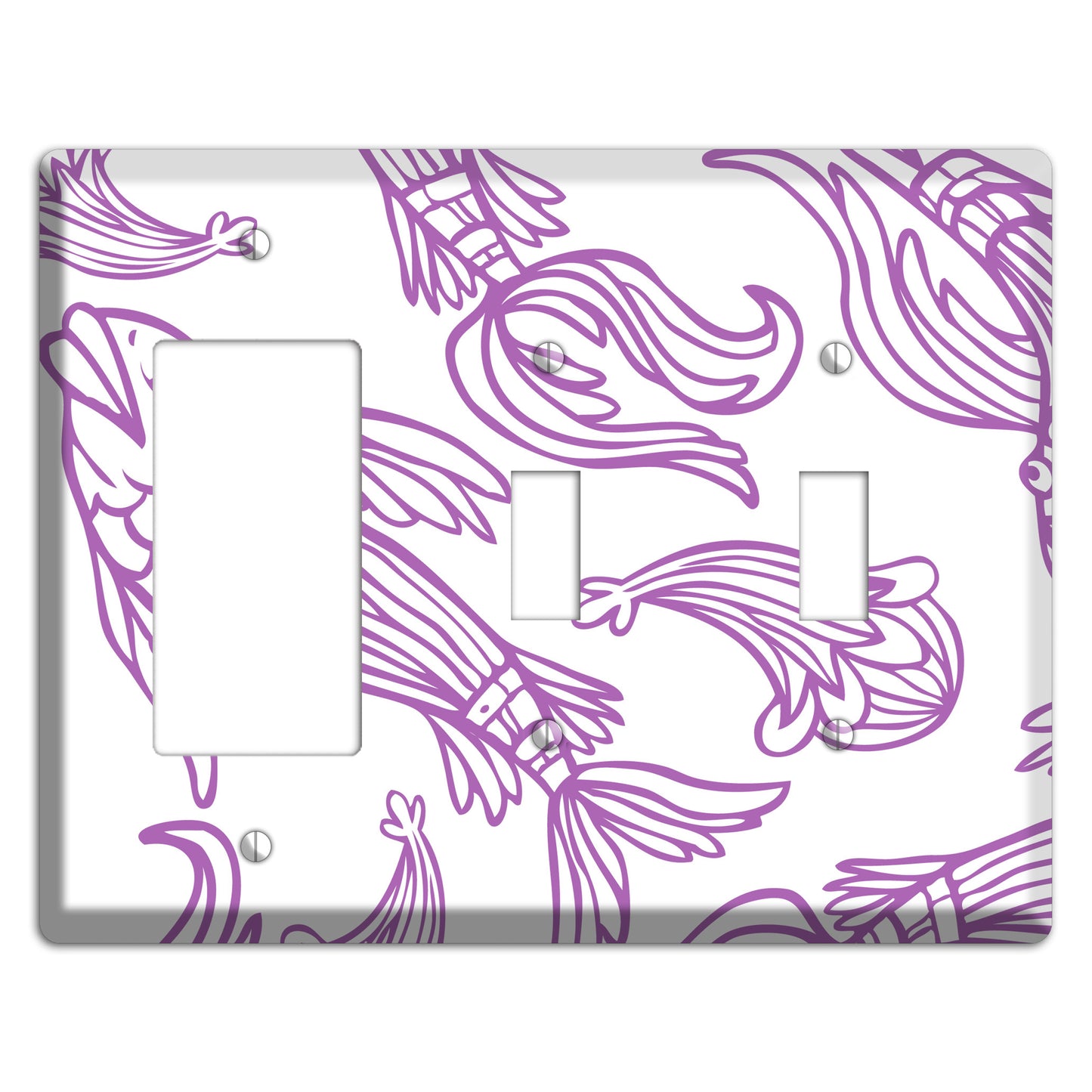 Purple and White Koi Rocker / 2 Toggle Wallplate