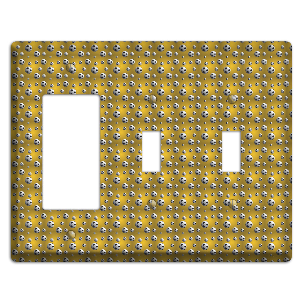 Yellow with Soccer Balls Rocker / 2 Toggle Wallplate