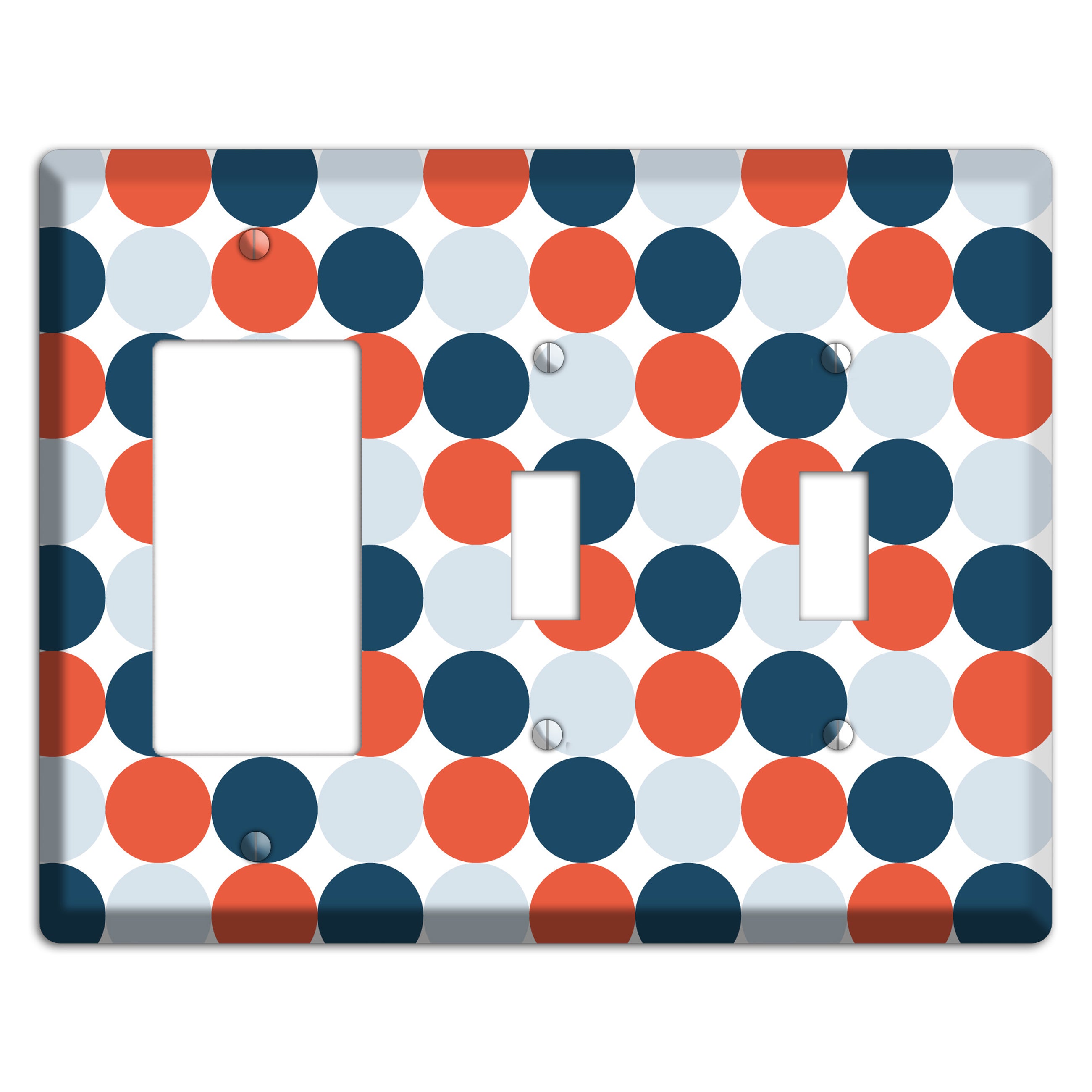 Multi Blue Red Tiled Dots Rocker / 2 Toggle Wallplate