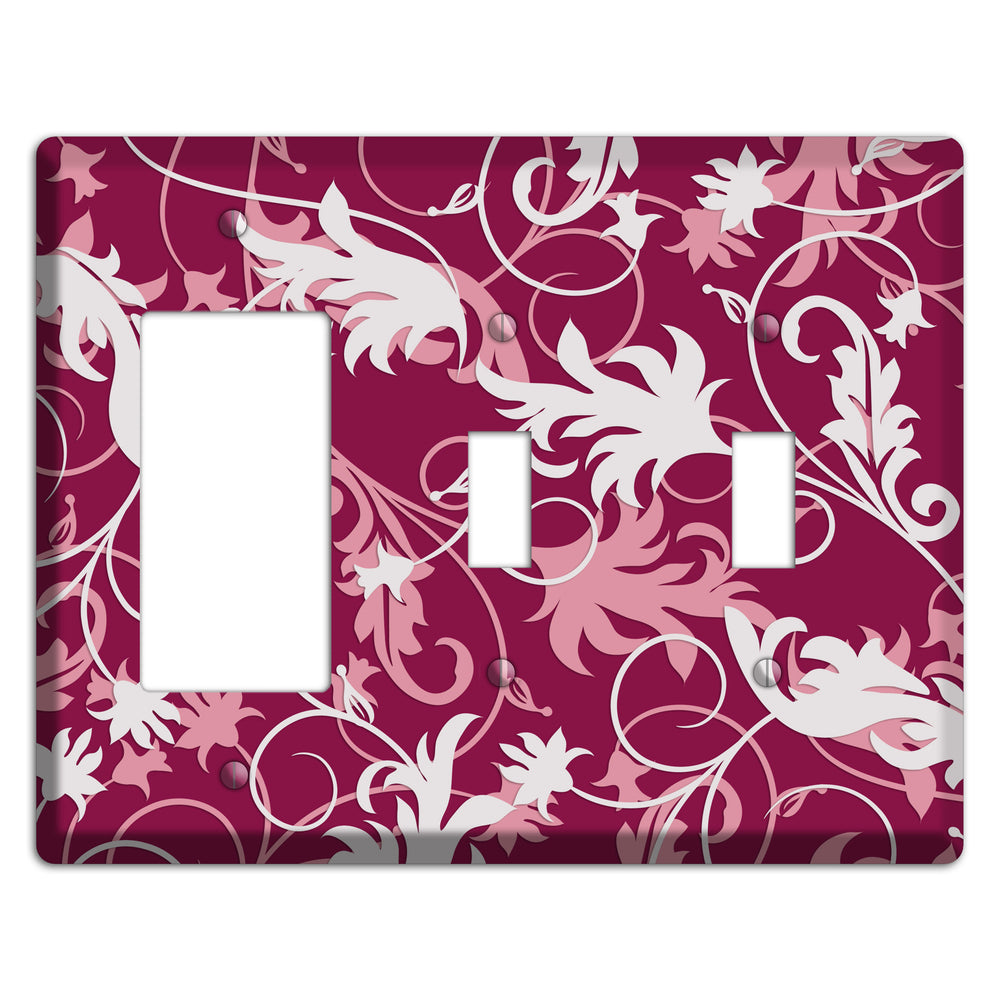 Fuschia and Pink Victorian Sprig Rocker / 2 Toggle Wallplate