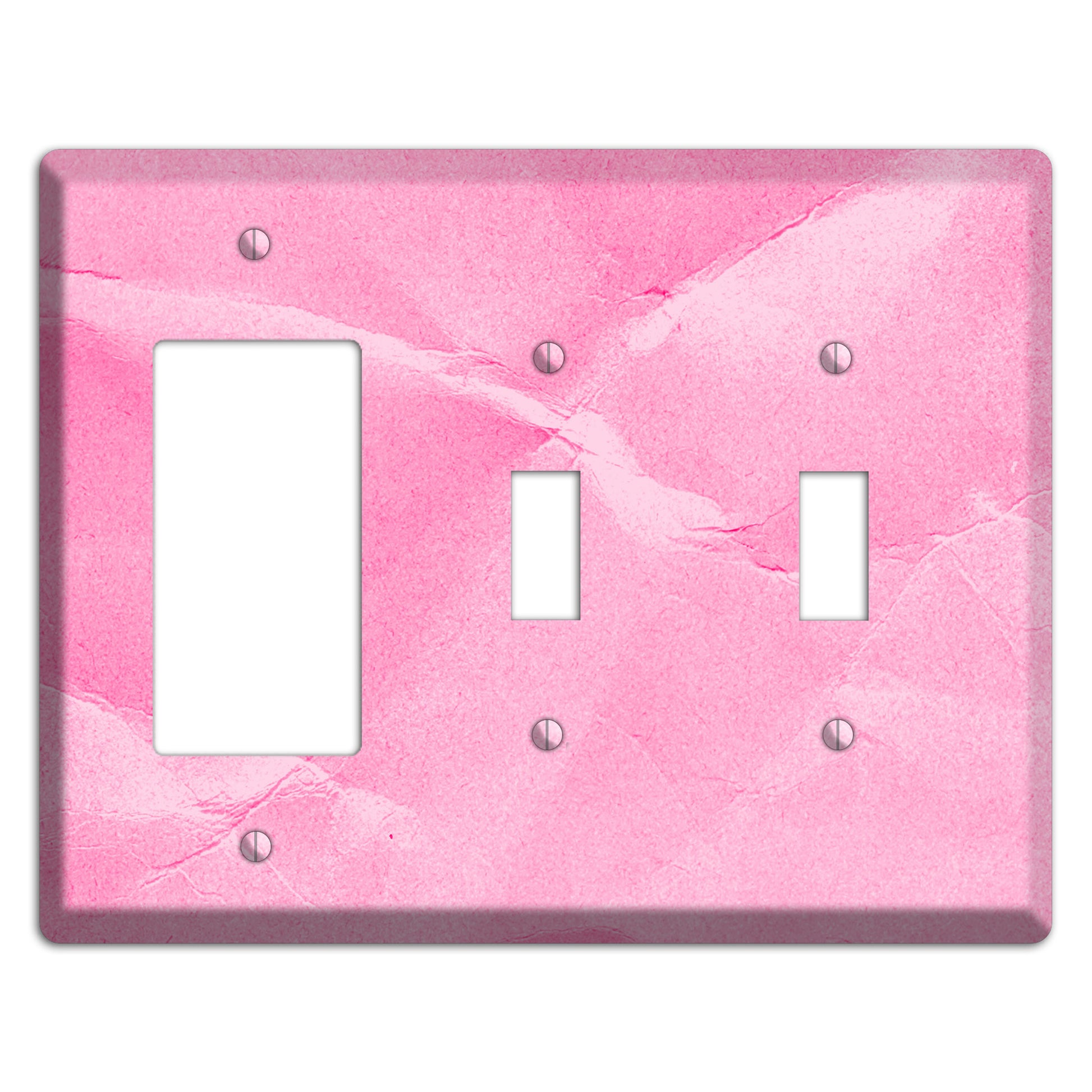 Carnation Pink Texture Rocker / 2 Toggle Wallplate
