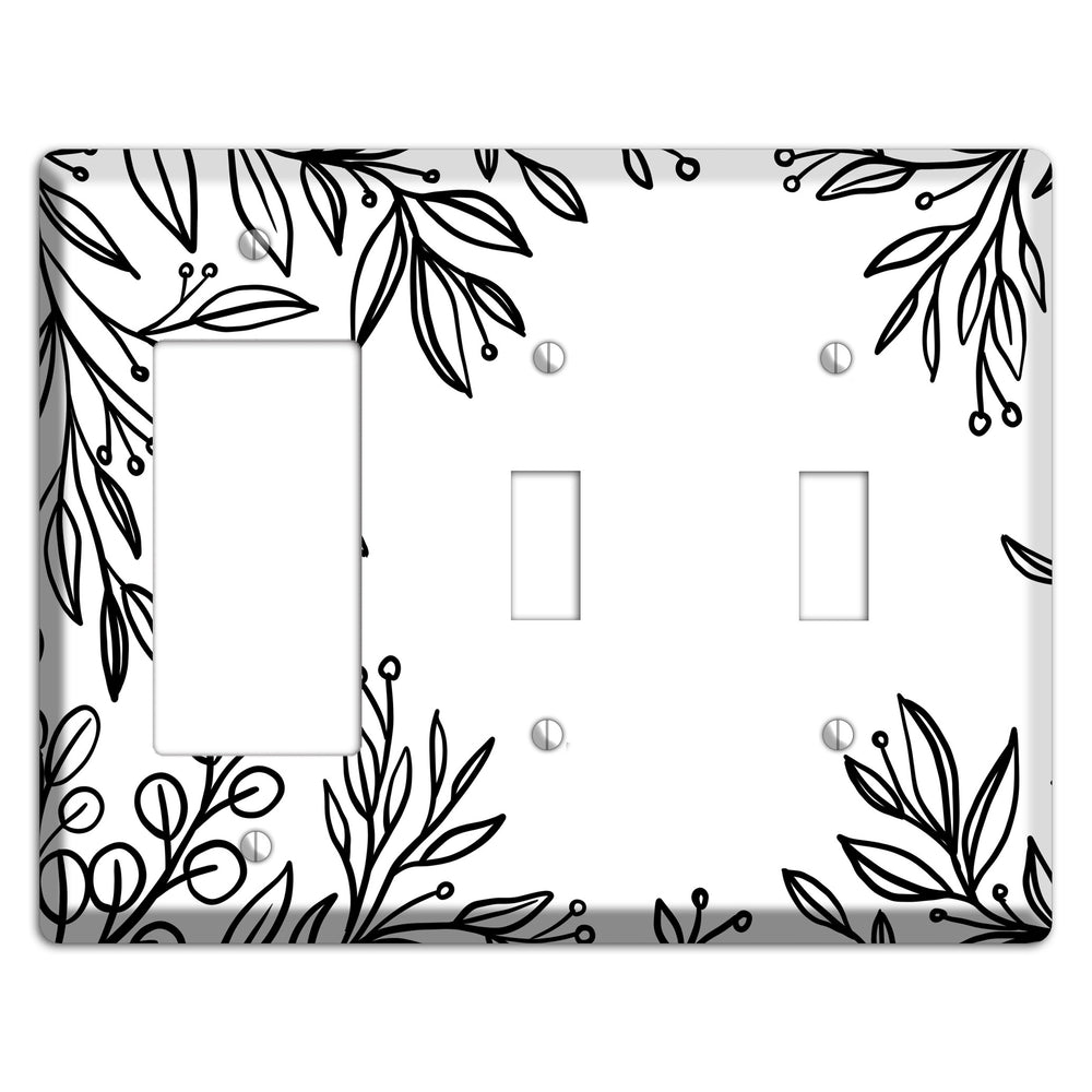 Hand-Drawn Floral 1 Rocker / 2 Toggle Wallplate