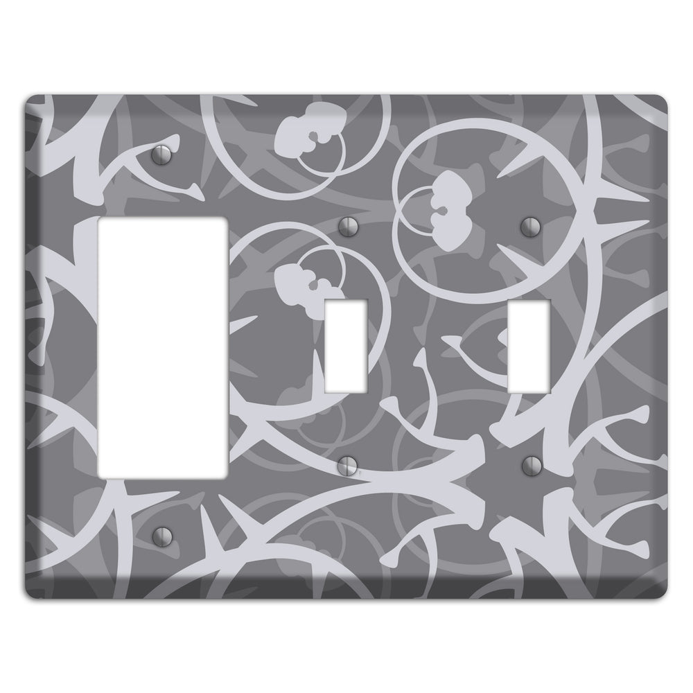 Grey Abstract Swirl Rocker / 2 Toggle Wallplate