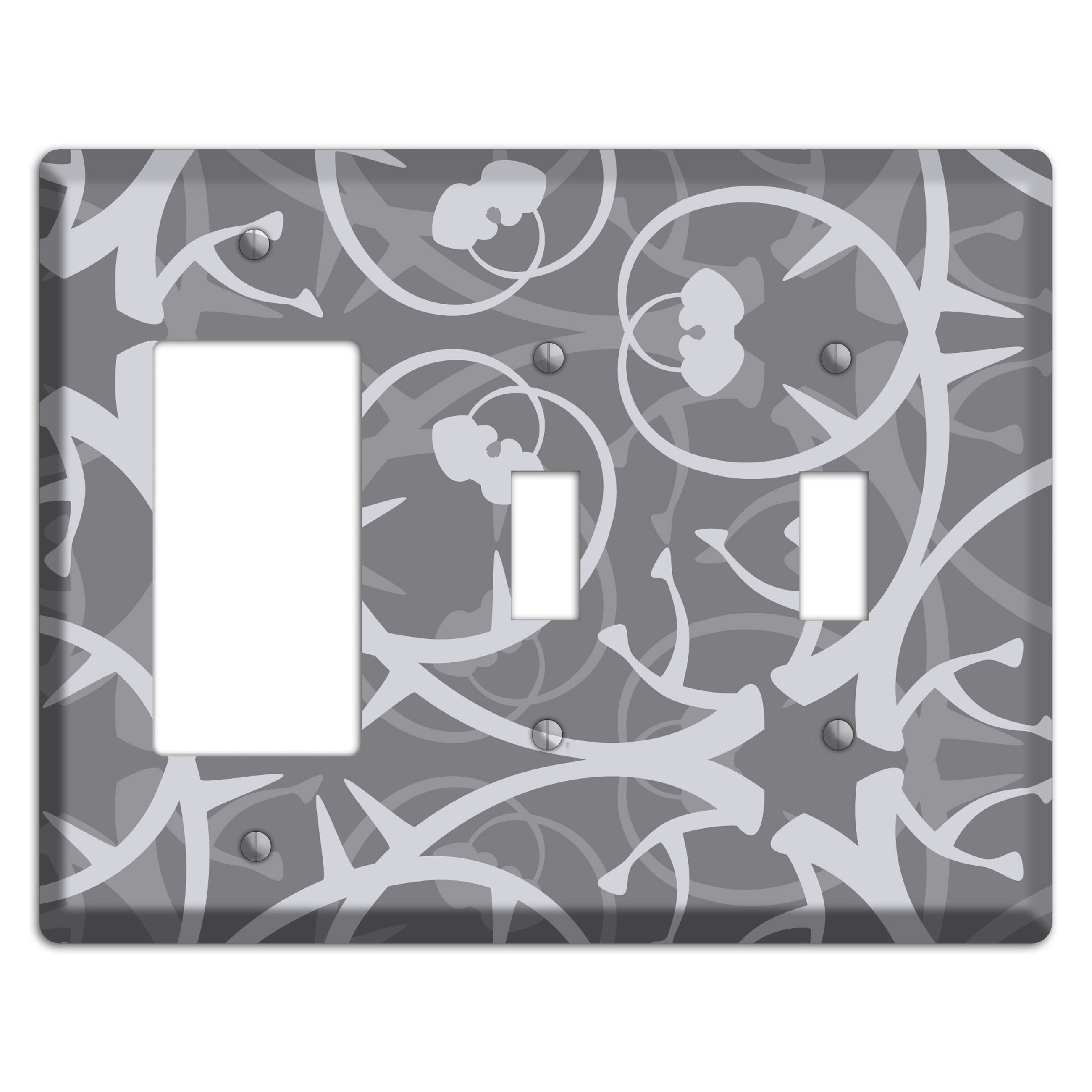 Grey Abstract Swirl Rocker / 2 Toggle Wallplate