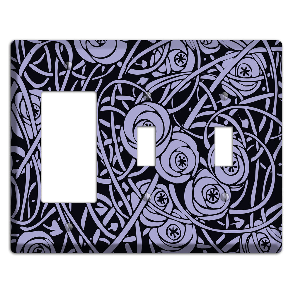 Lilac Deco Floral Rocker / 2 Toggle Wallplate