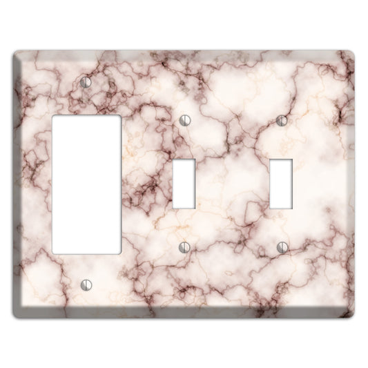 Burgundy Stained Marble Rocker / 2 Toggle Wallplate