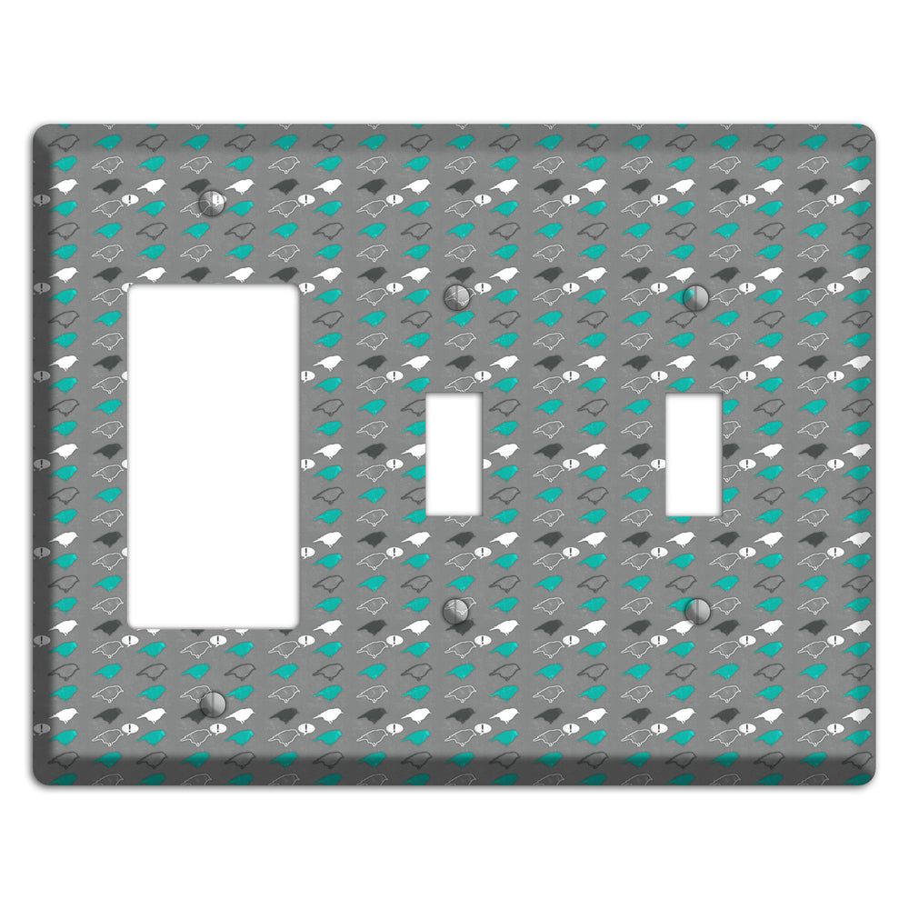 Grey with Small Green Birds Rocker / 2 Toggle Wallplate