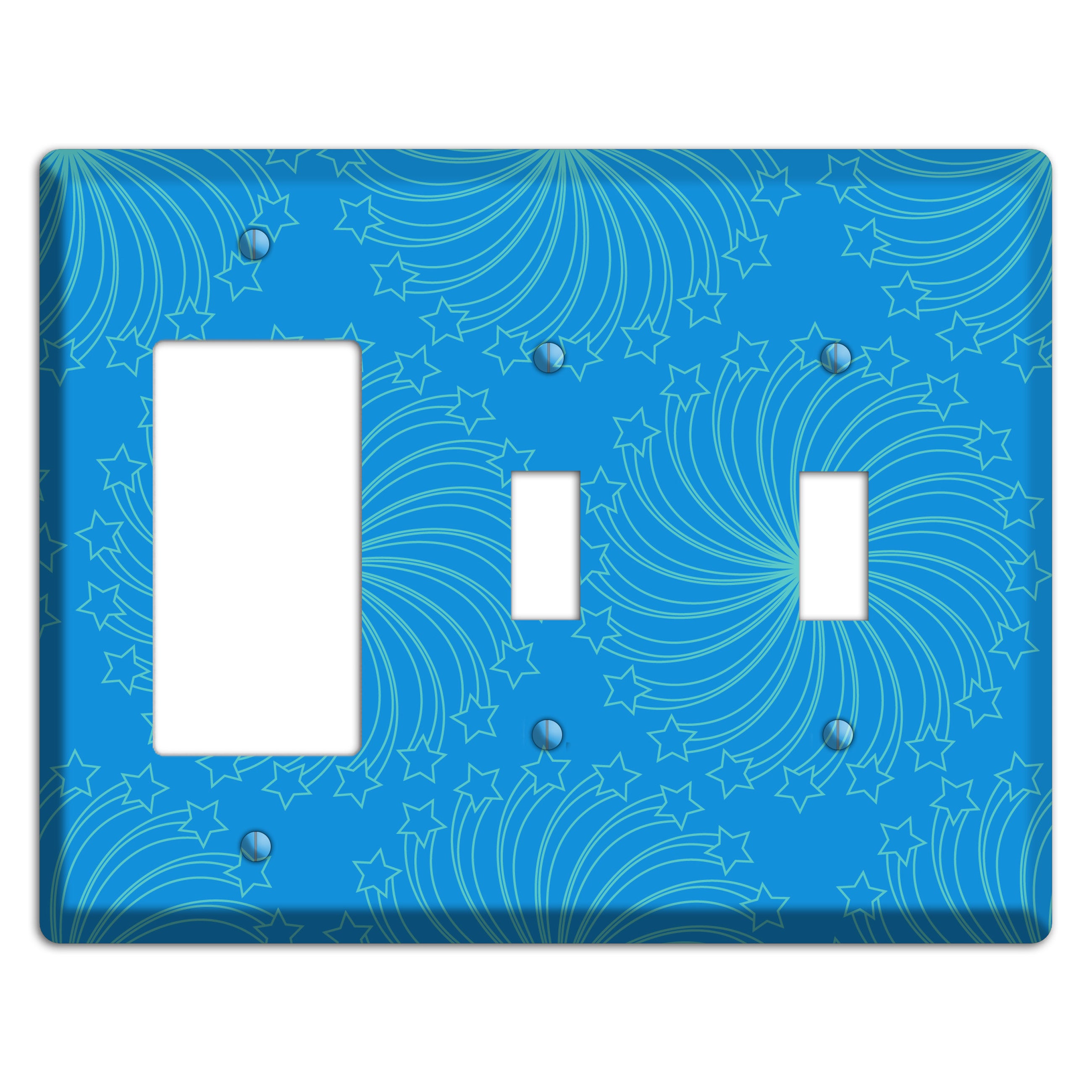 Multi Blue Star Swirl Rocker / 2 Toggle Wallplate