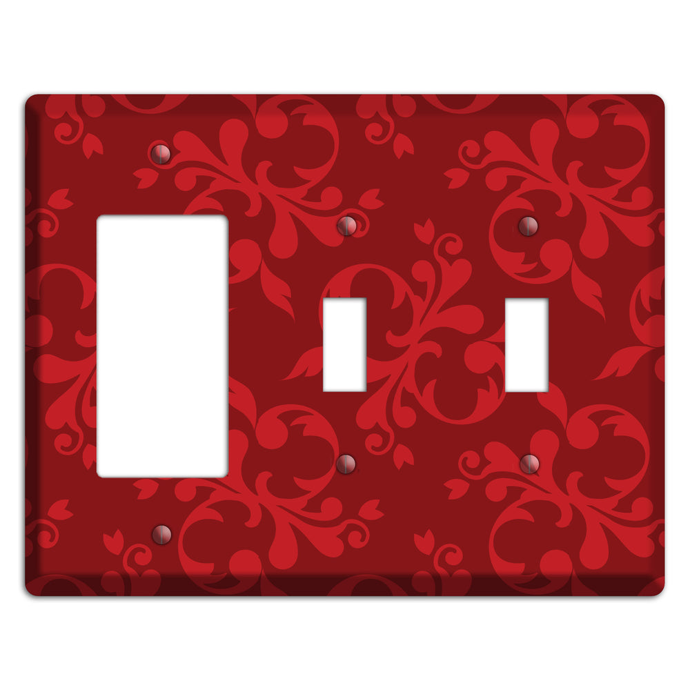 Red Victorian Toile Rocker / 2 Toggle Wallplate
