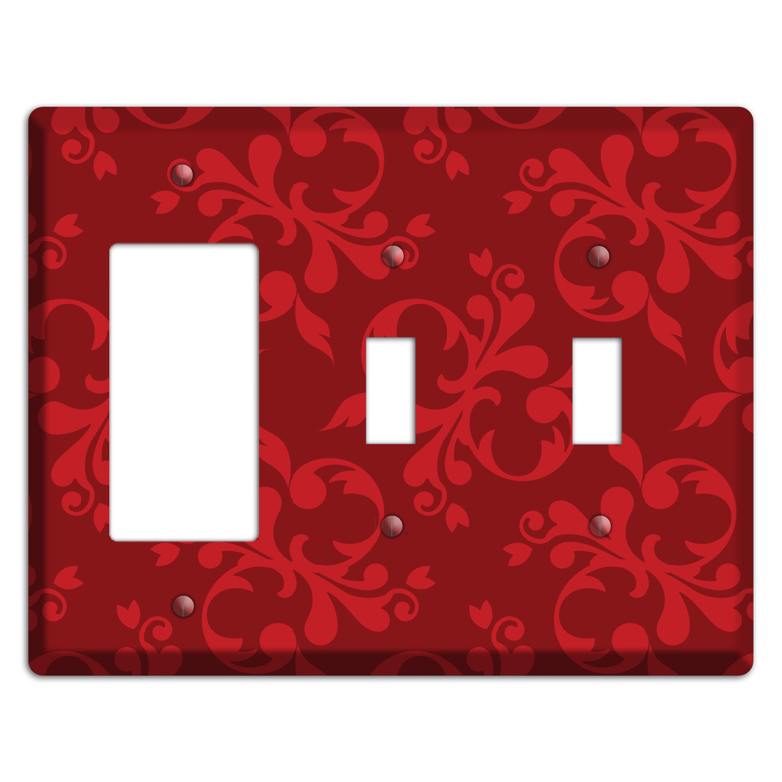 Red Victorian Toile Rocker / 2 Toggle Wallplate