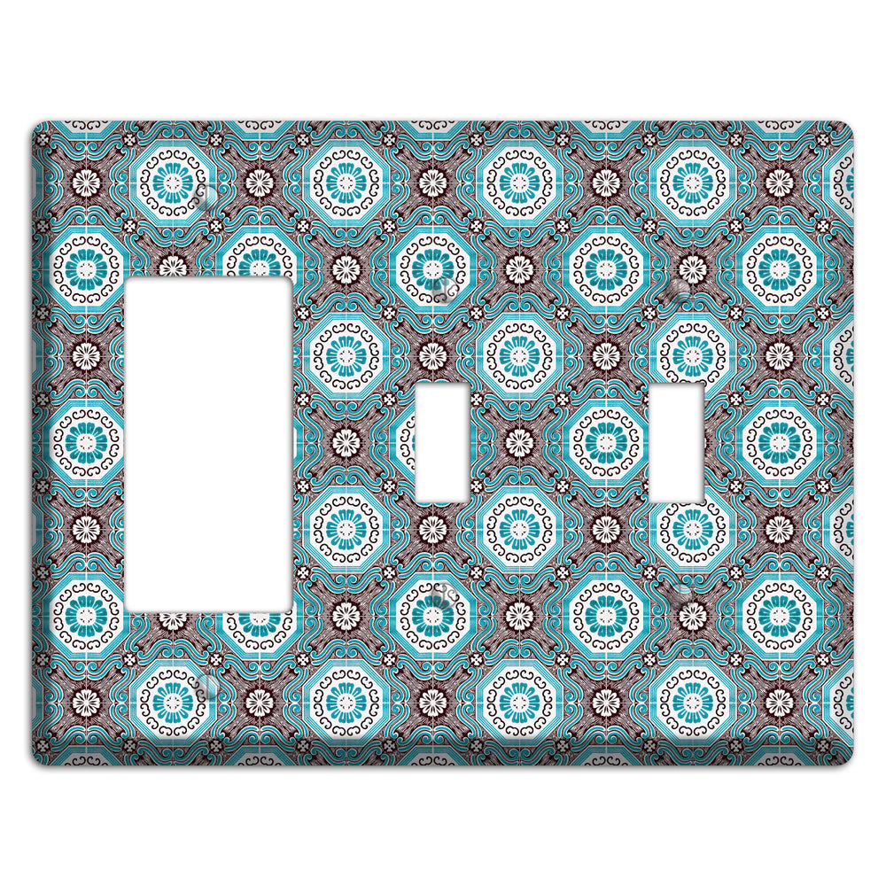 Tavira Tiles 2 Rocker / 2 Toggle Wallplate