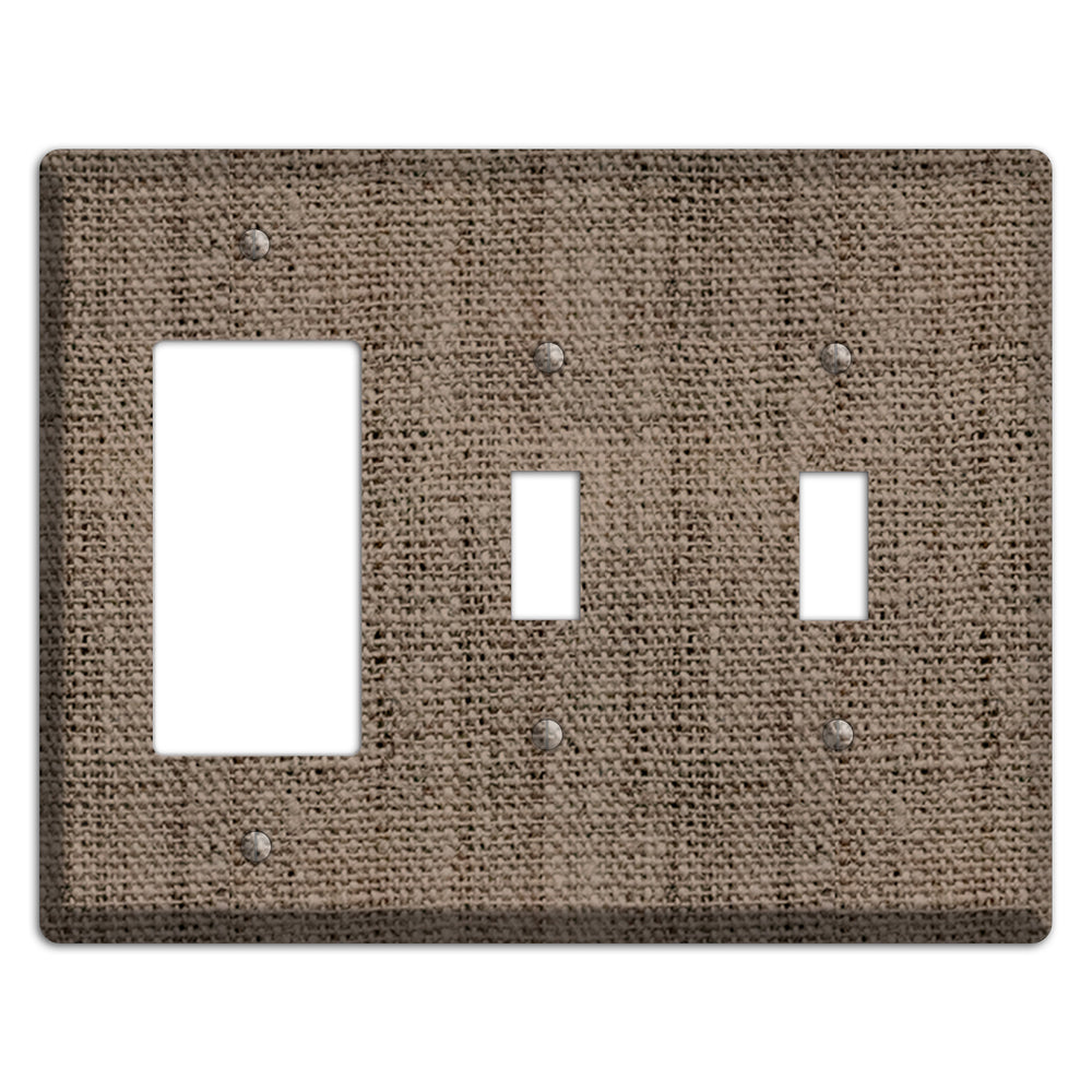 Coffee Burlap Rocker / 2 Toggle Wallplate