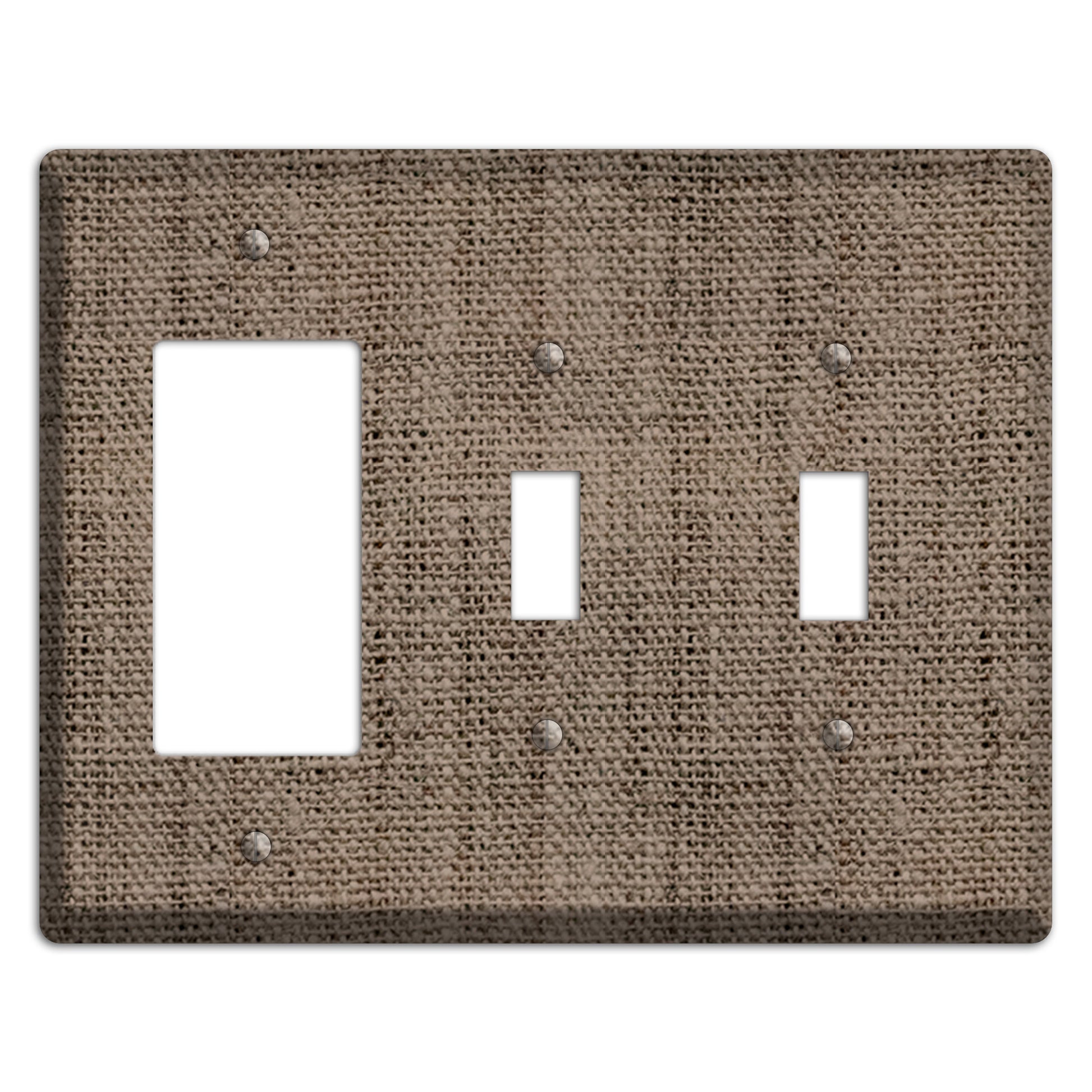 Coffee Burlap Rocker / 2 Toggle Wallplate