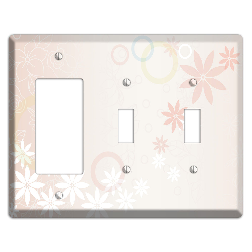 Mauve Floral Rocker / 2 Toggle Wallplate