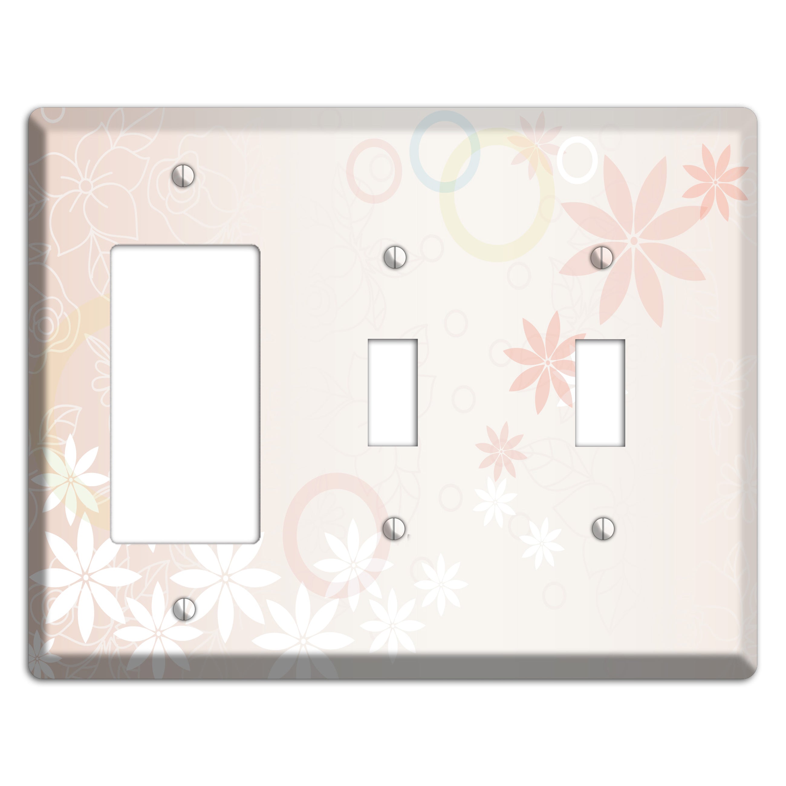 Mauve Floral Rocker / 2 Toggle Wallplate