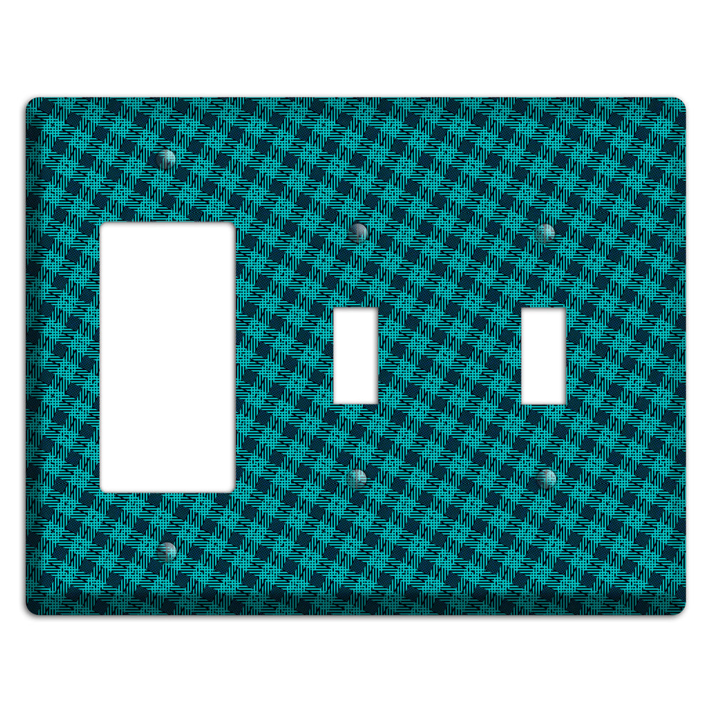 Turquoise Diamond Plaid Rocker / 2 Toggle Wallplate