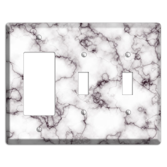 Black Stained Marble Rocker / 2 Toggle Wallplate