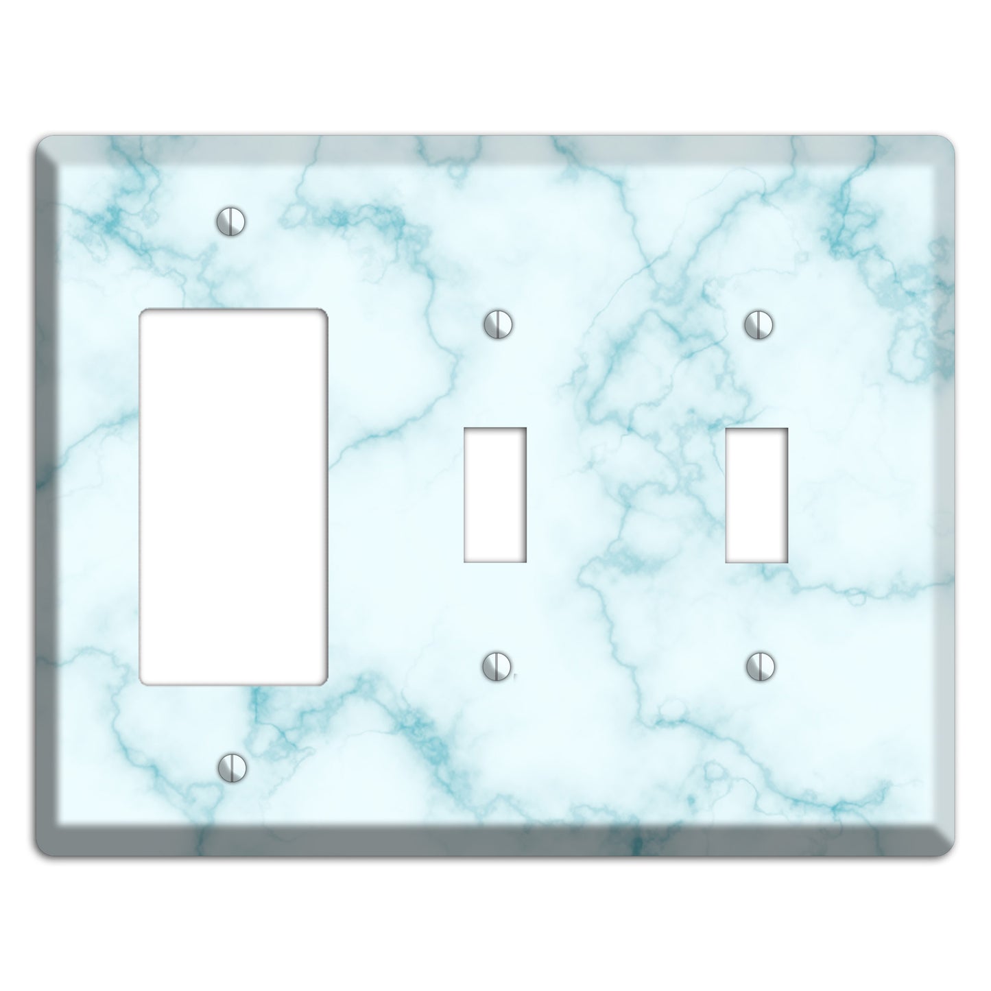 Blue Stained Marble Rocker / 2 Toggle Wallplate