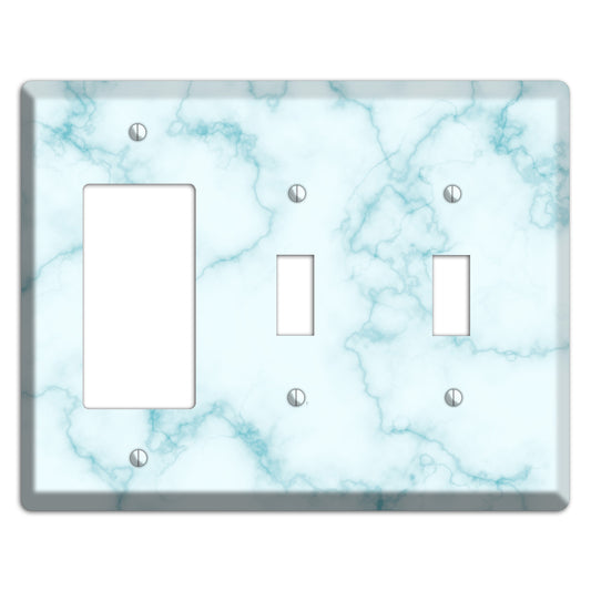 Blue Stained Marble Rocker / 2 Toggle Wallplate