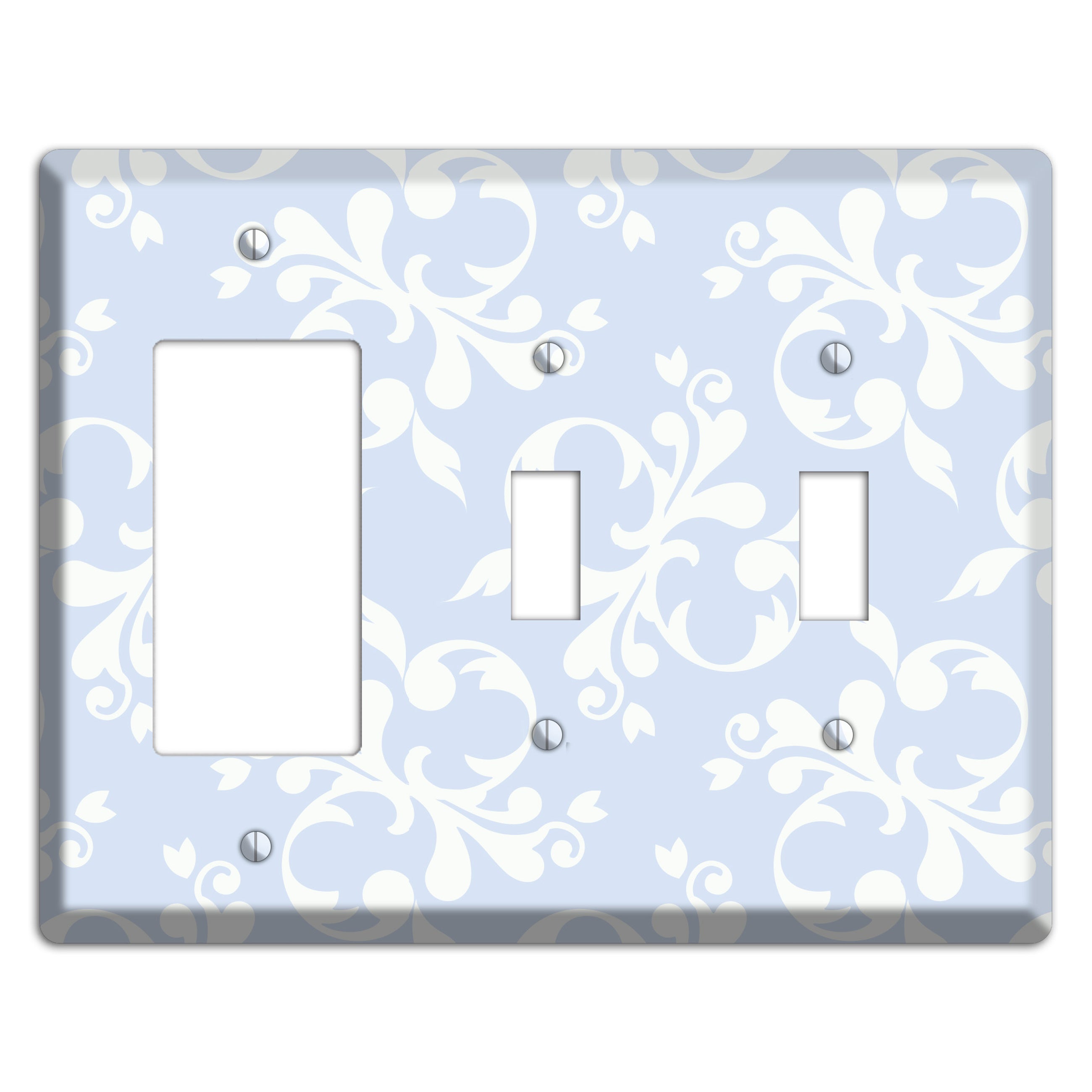 Light Blue Victorian Toile Rocker / 2 Toggle Wallplate