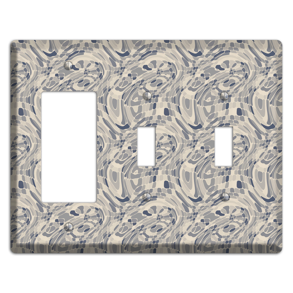 Blue and Beige Abstract 2 Rocker / 2 Toggle Wallplate
