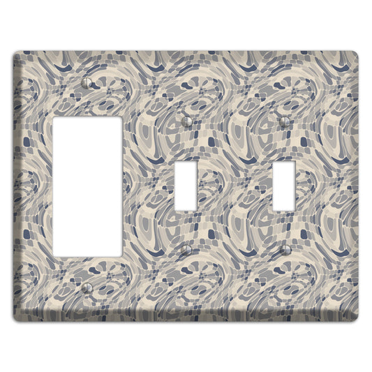 Blue and Beige Abstract 2 Rocker / 2 Toggle Wallplate