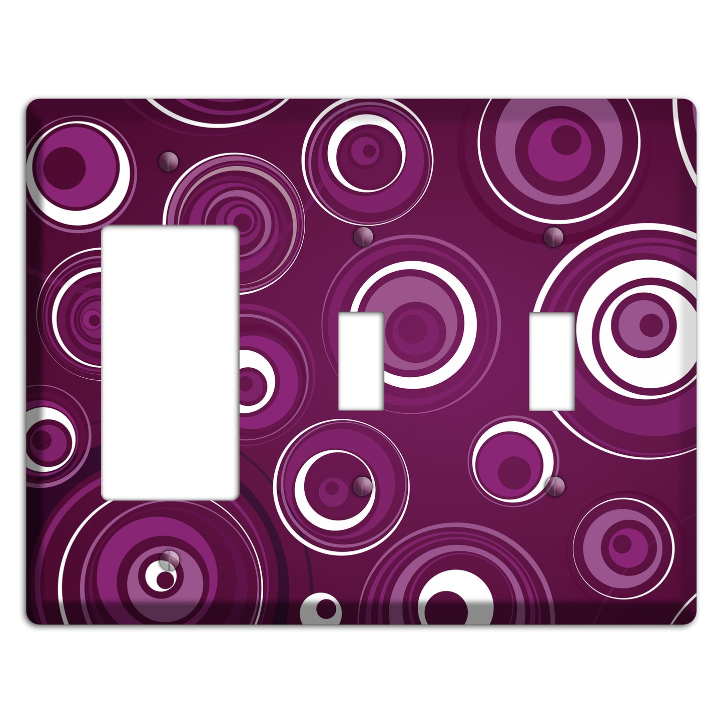 Purple Circles 2 Rocker / 2 Toggle Wallplate