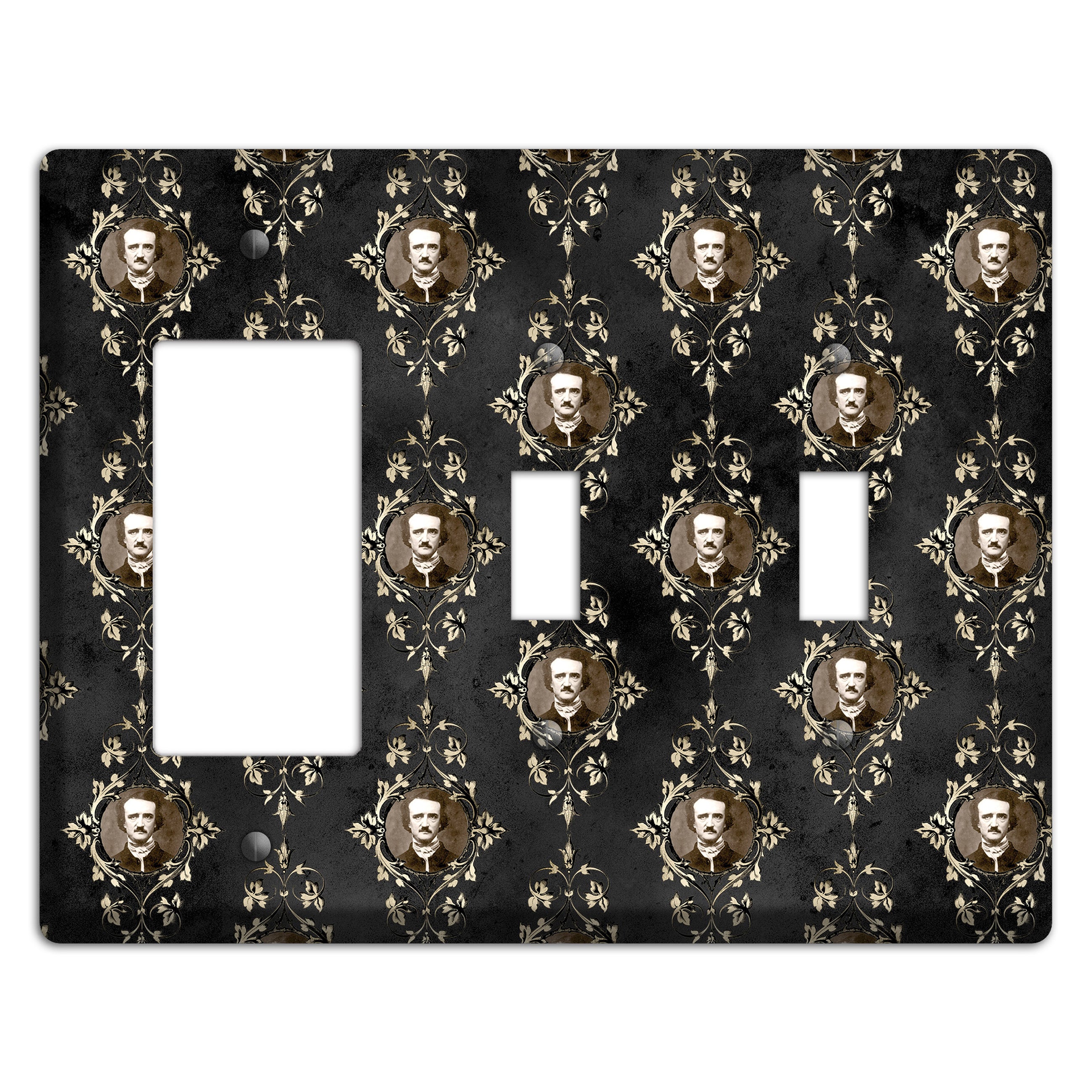 Edgar Allen Poe Self Portrait Rocker / 2 Toggle Wallplate