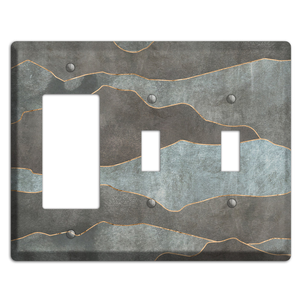 Dusty Blue Mountain Range Rocker / 2 Toggle Wallplate