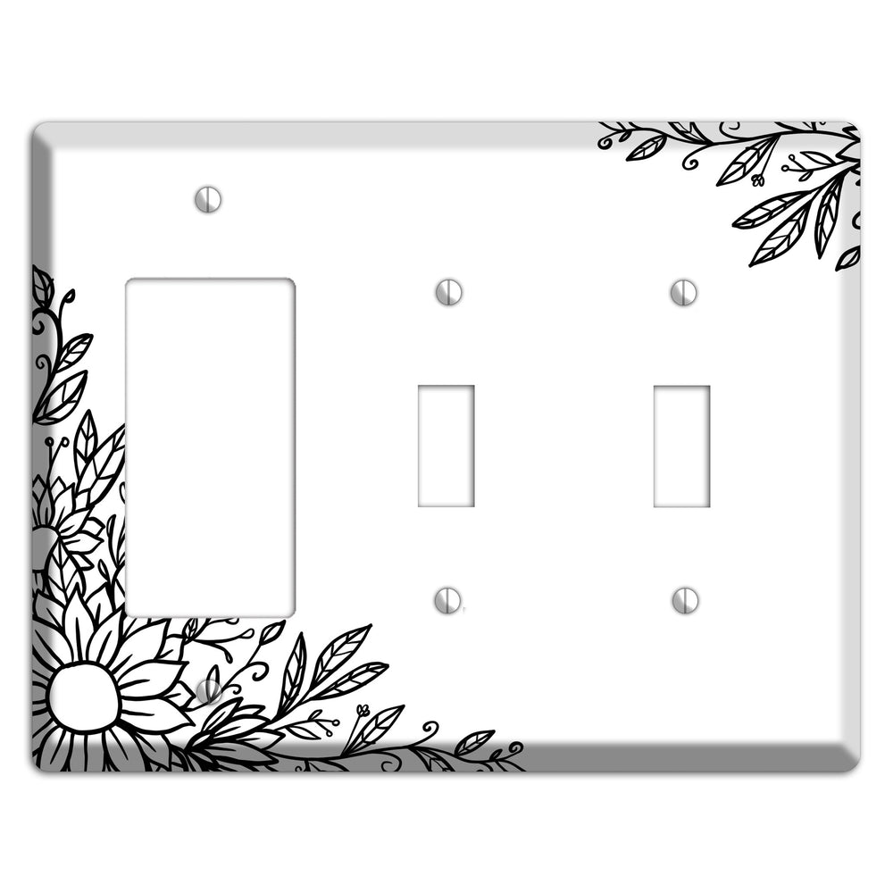 Hand-Drawn Floral 6 Rocker / 2 Toggle Wallplate