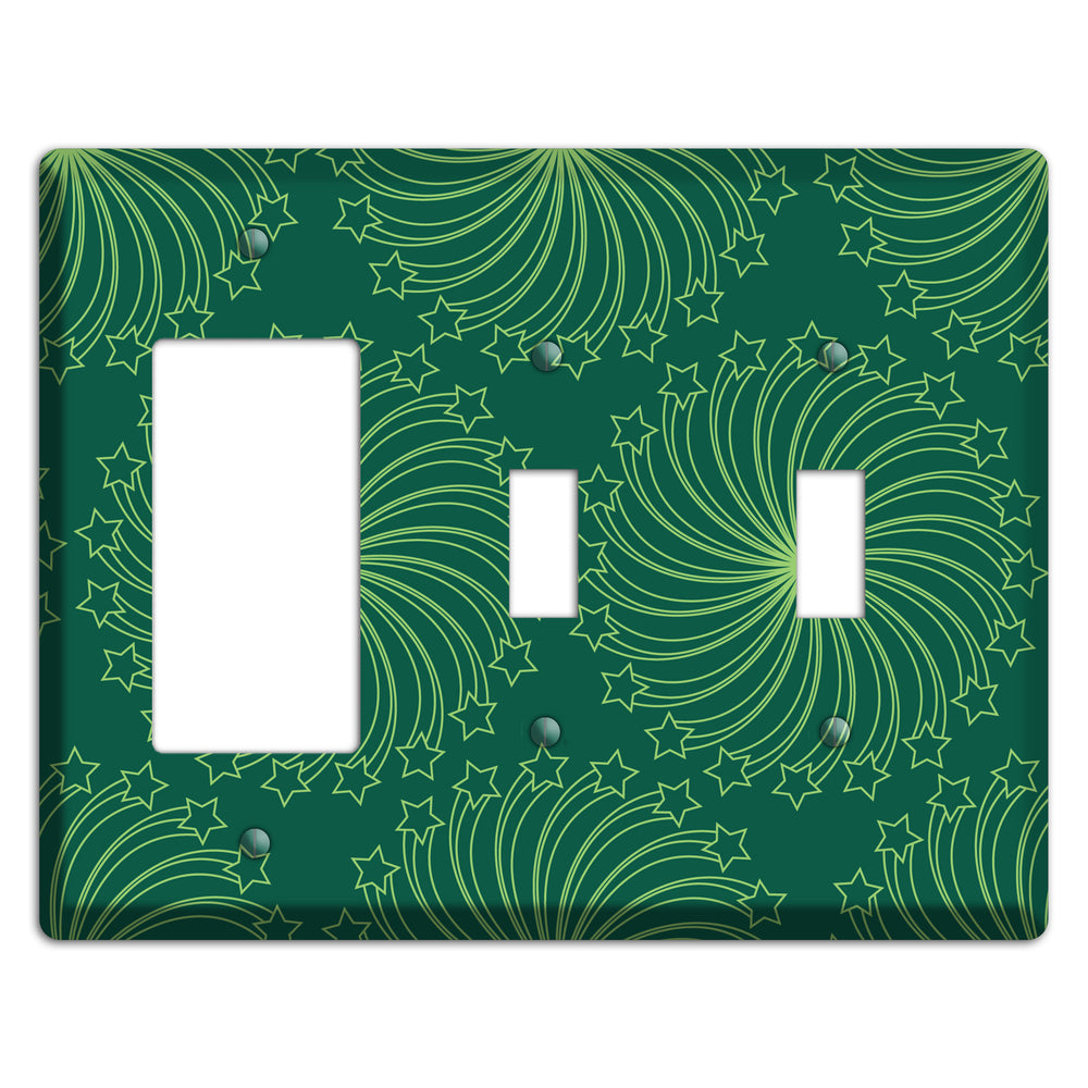 Multi Green Star Swirl Rocker / 2 Toggle Wallplate