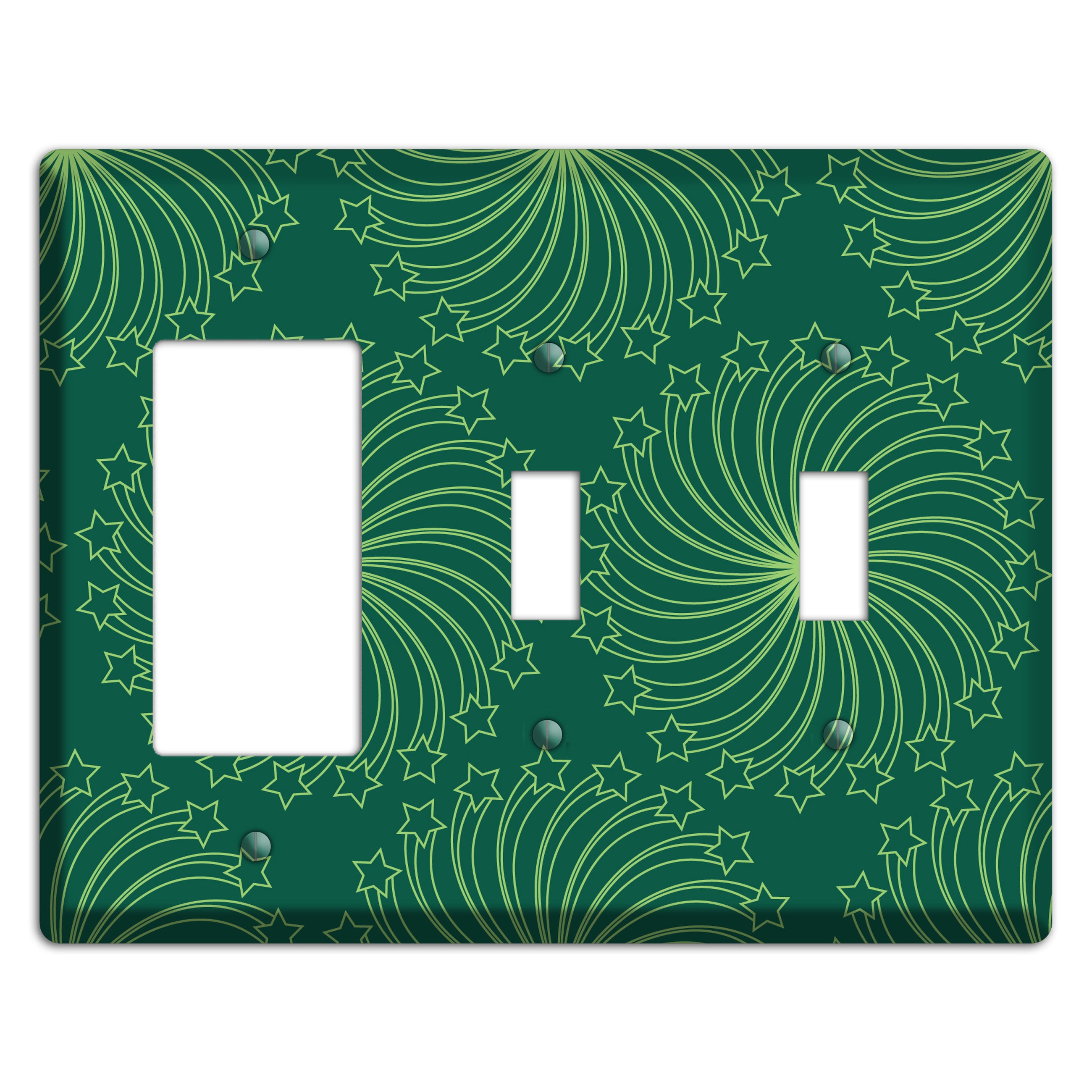 Multi Green Star Swirl Rocker / 2 Toggle Wallplate