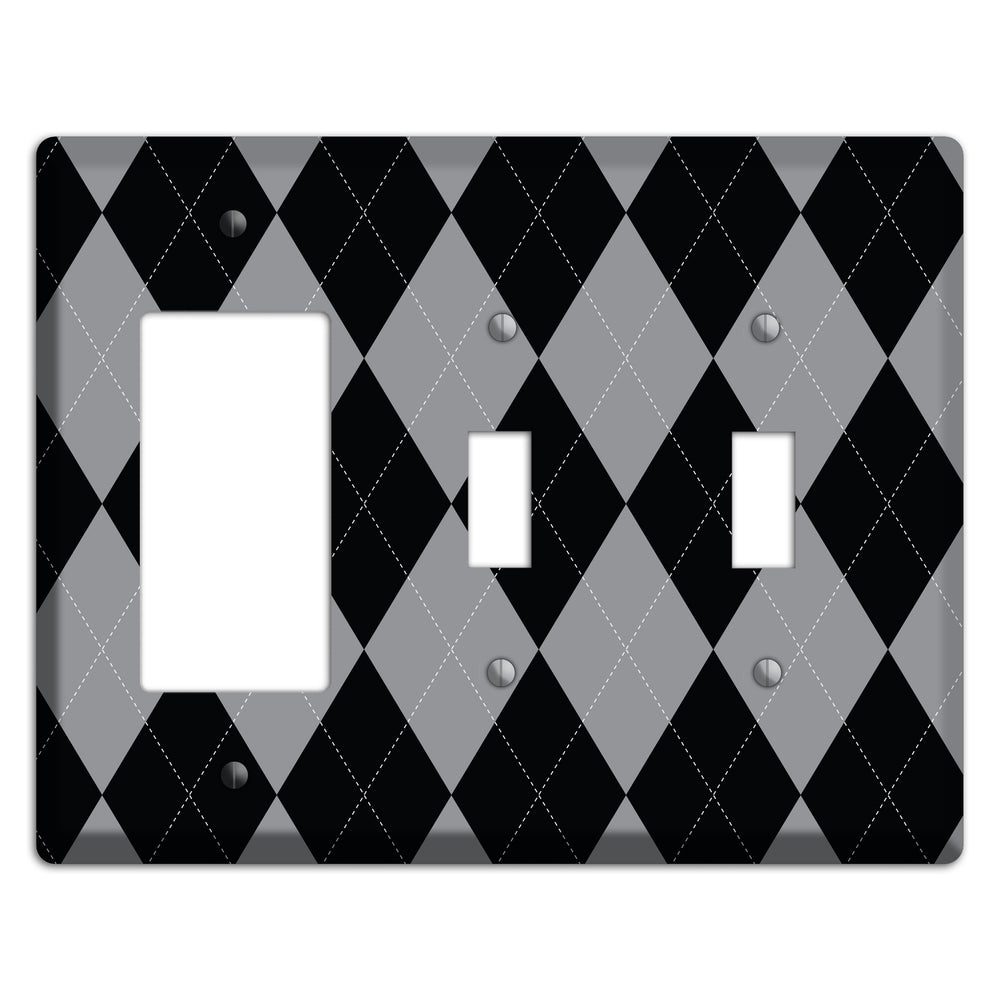 Light Purple and Black Rocker / 2 Toggle Wallplate