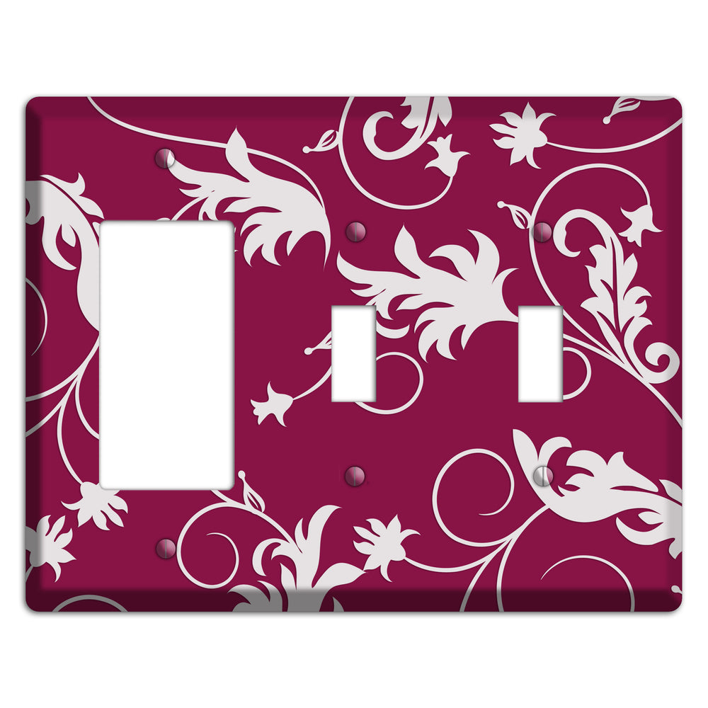 Fuschia Victorian Sprig Rocker / 2 Toggle Wallplate