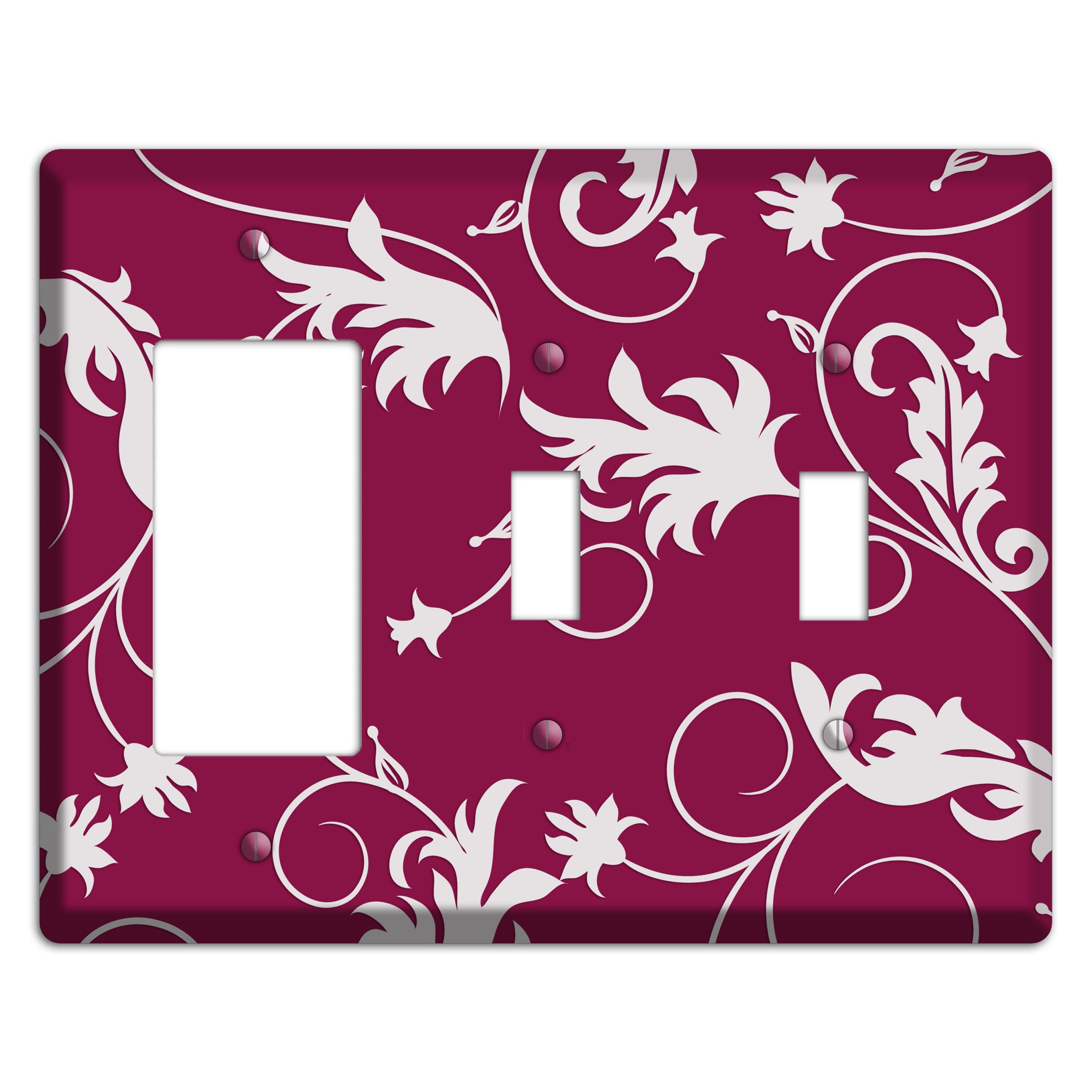 Fuschia Victorian Sprig Rocker / 2 Toggle Wallplate