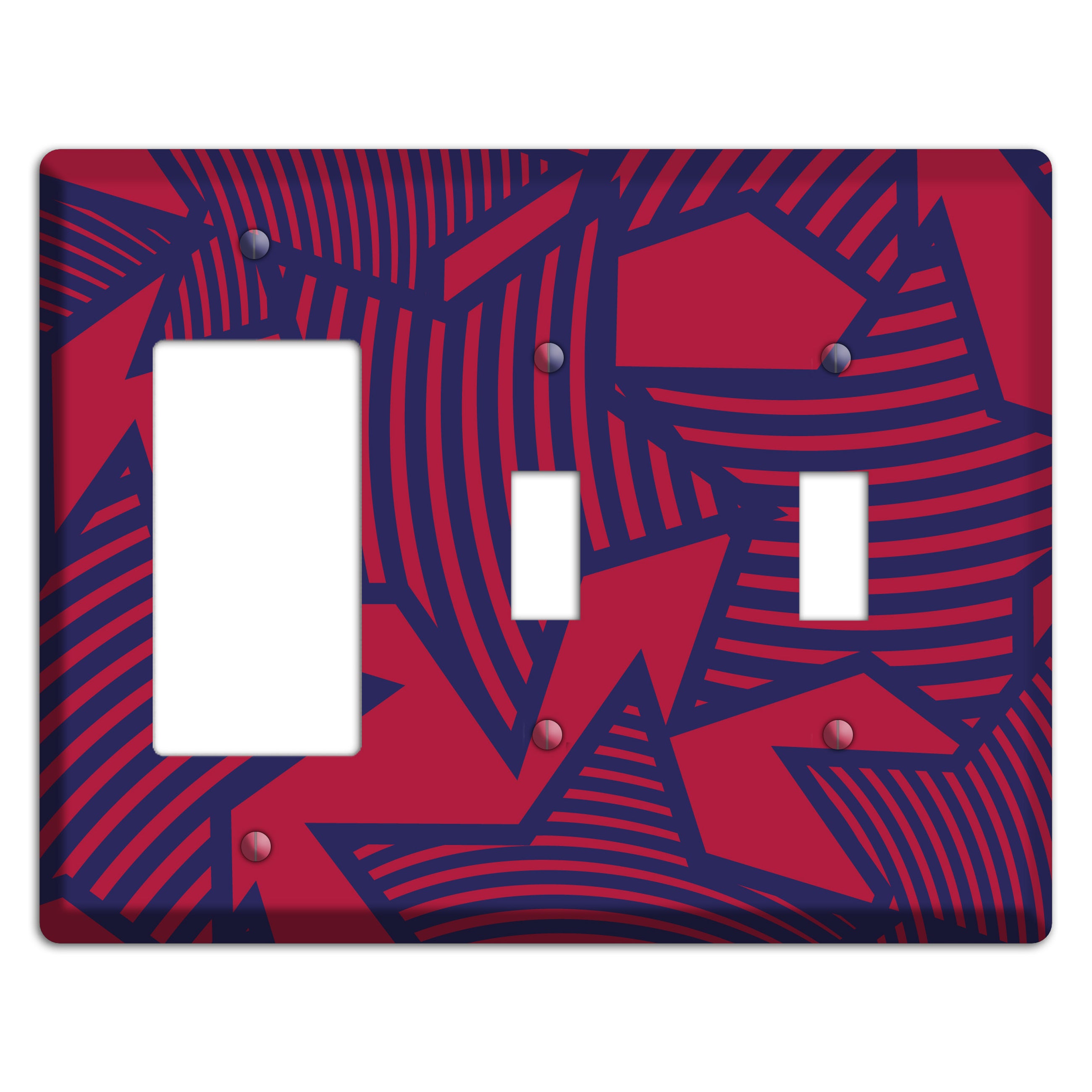 Red with Large Blue Stars Rocker / 2 Toggle Wallplate