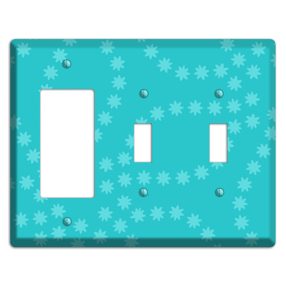 Multi Turquoise Constellation Rocker / 2 Toggle Wallplate