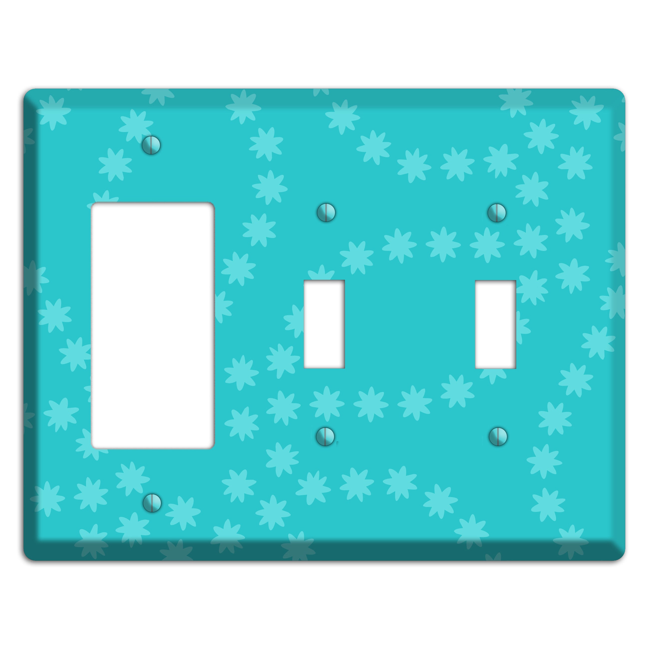 Multi Turquoise Constellation Rocker / 2 Toggle Wallplate
