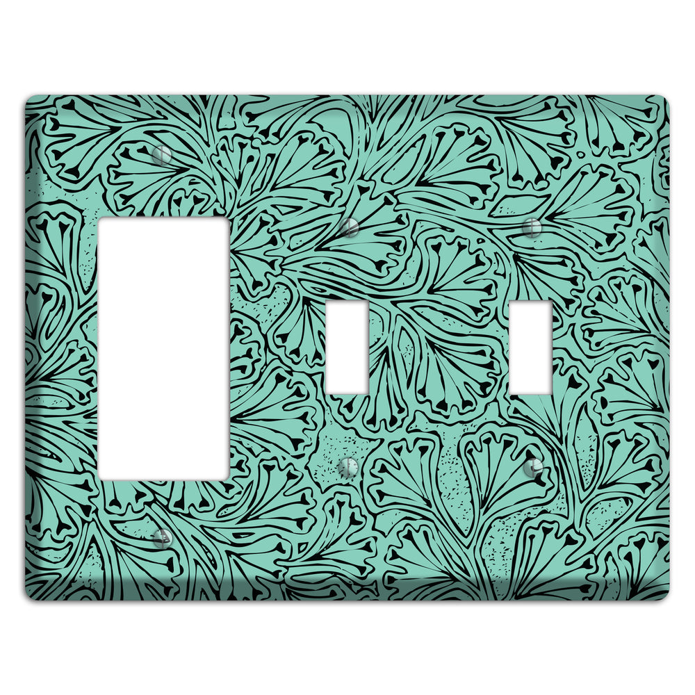 Deco Olive Interlocking Floral Rocker / 2 Toggle Wallplate