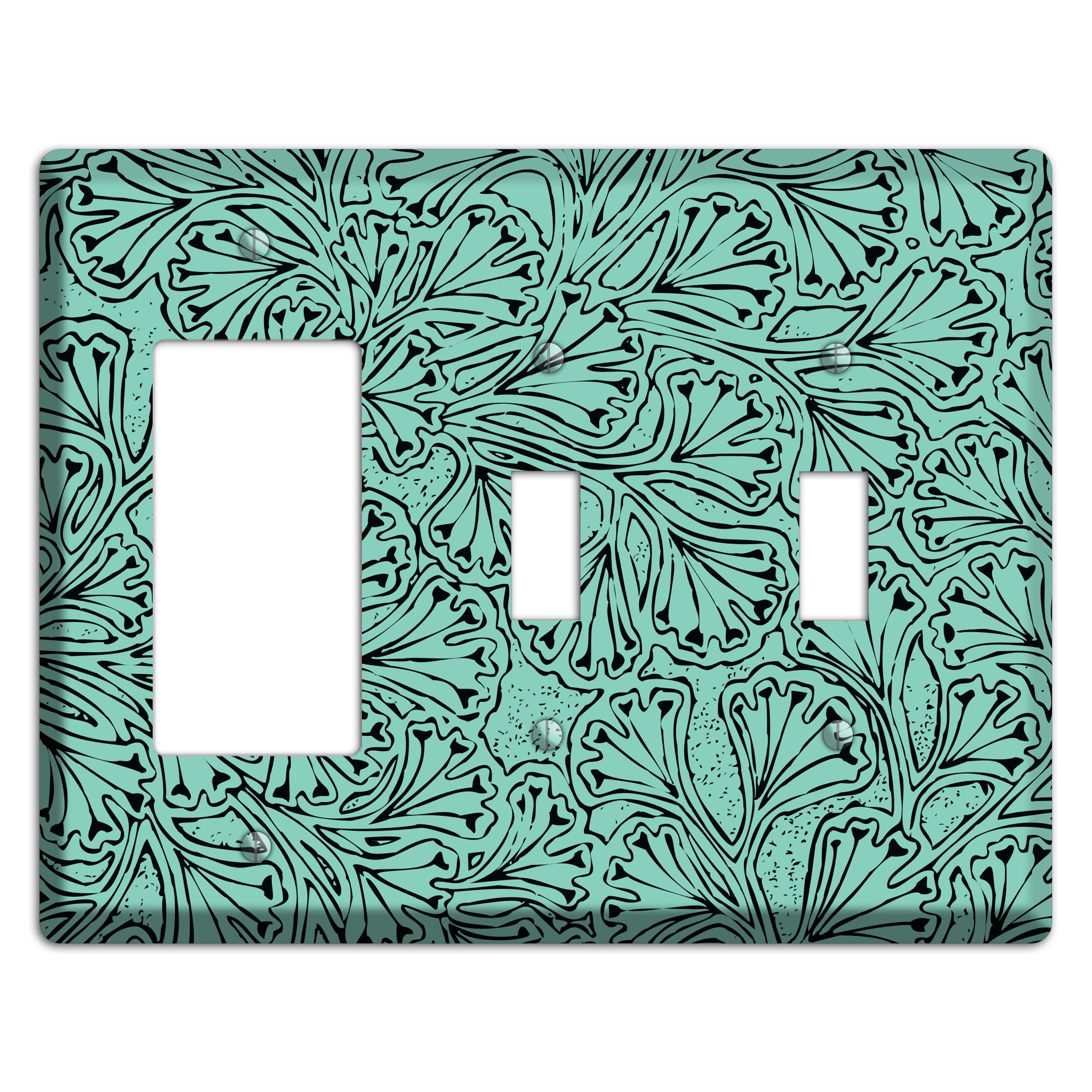 Deco Olive Interlocking Floral Rocker / 2 Toggle Wallplate