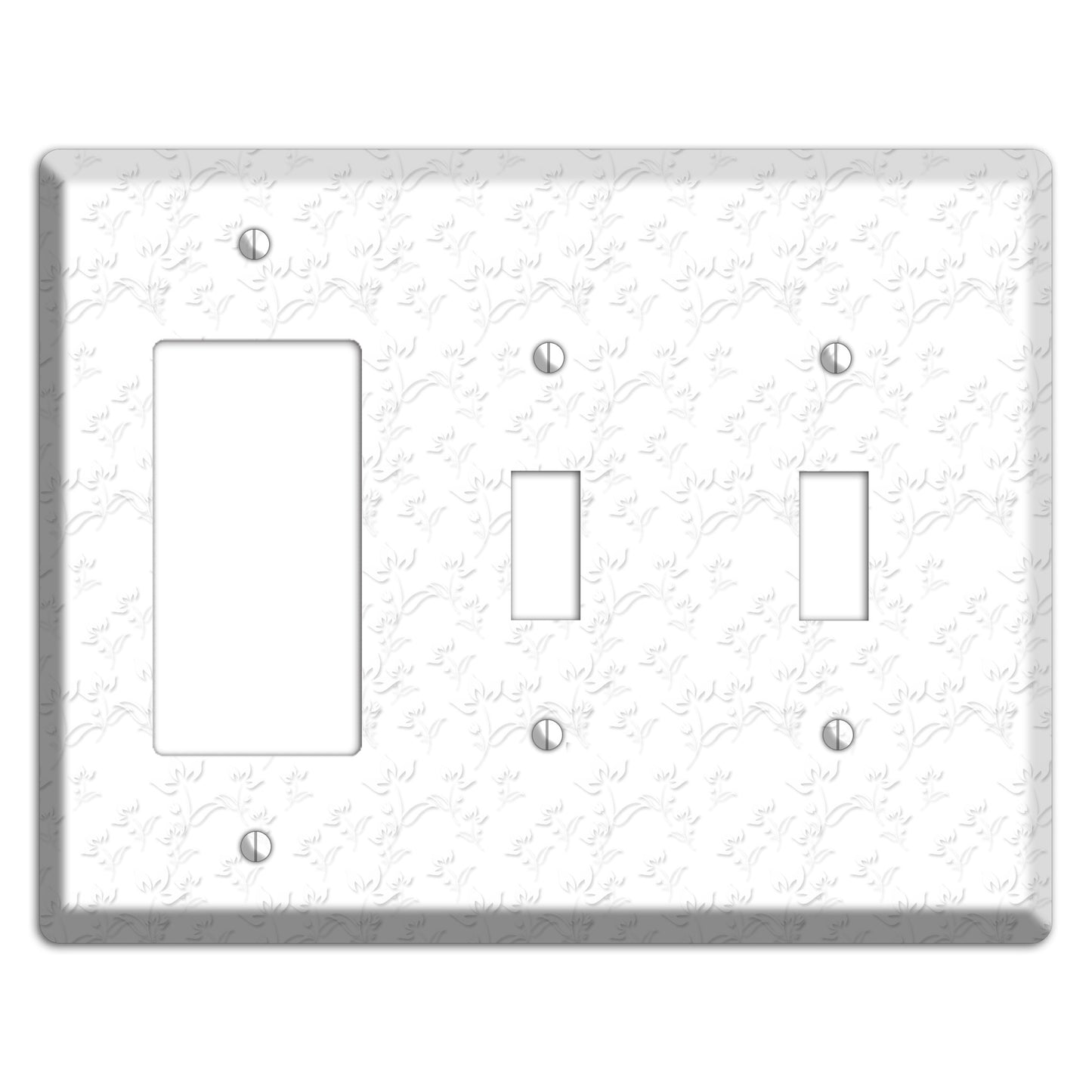 White with Grey Sprig Rocker / 2 Toggle Wallplate