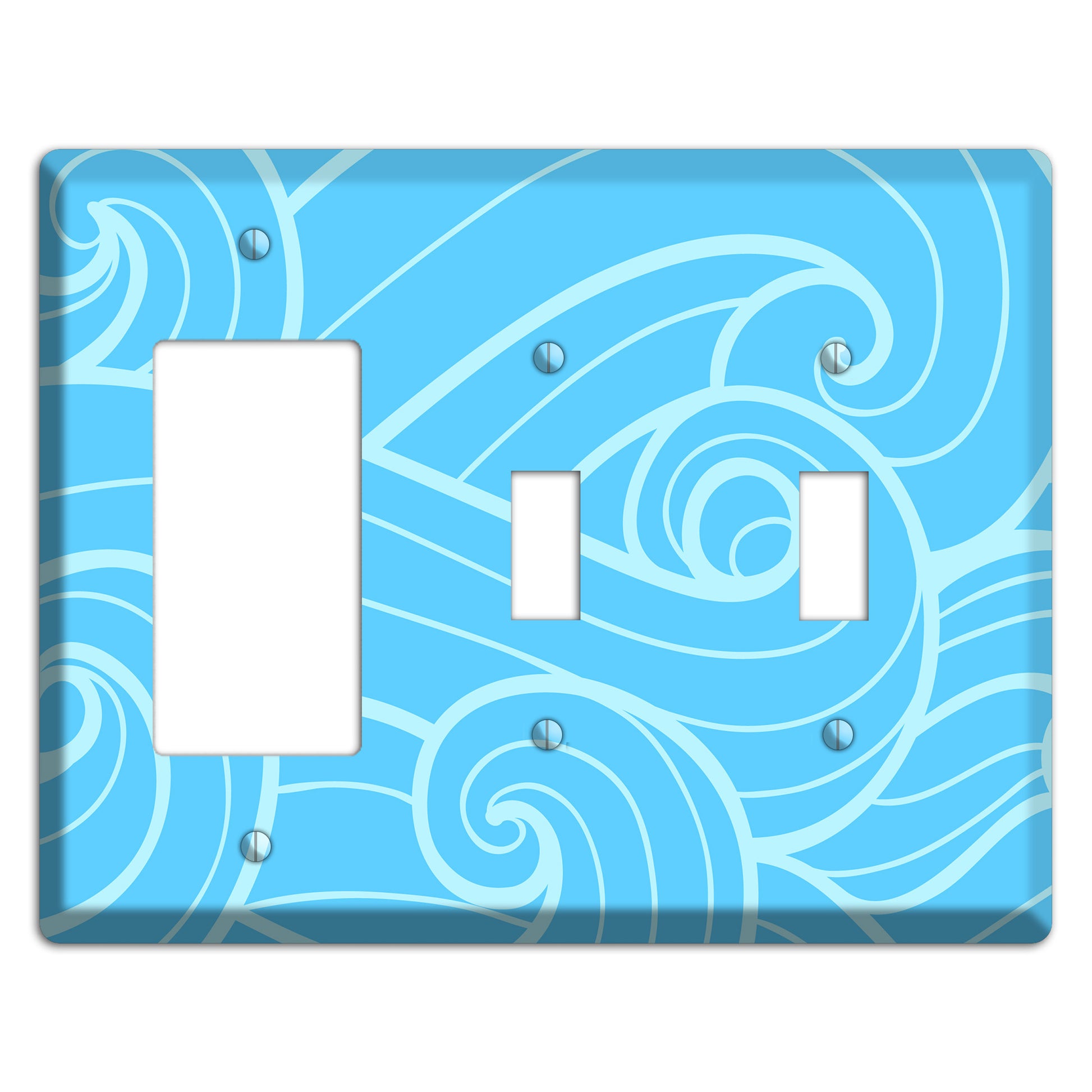 Abstract Curl Blue Rocker / 2 Toggle Wallplate