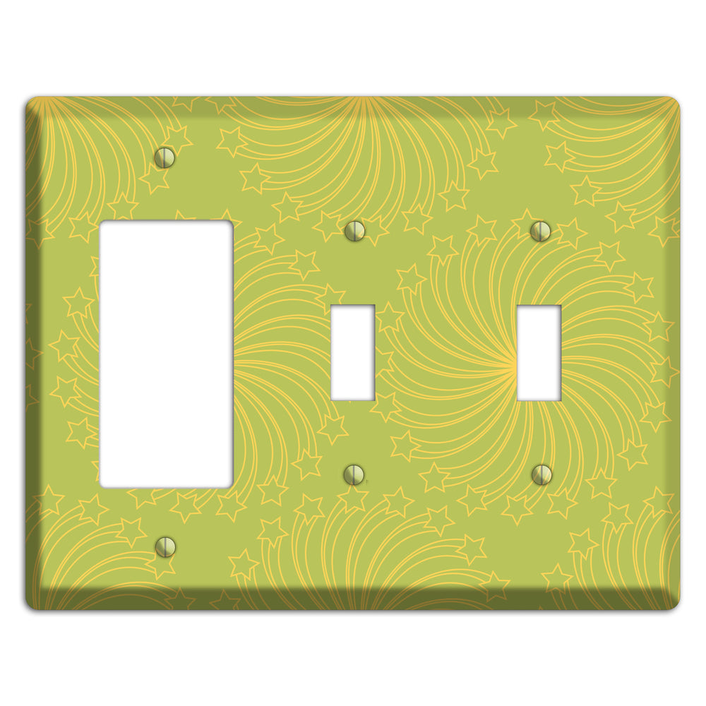 Multi Lime Star Swirl Rocker / 2 Toggle Wallplate