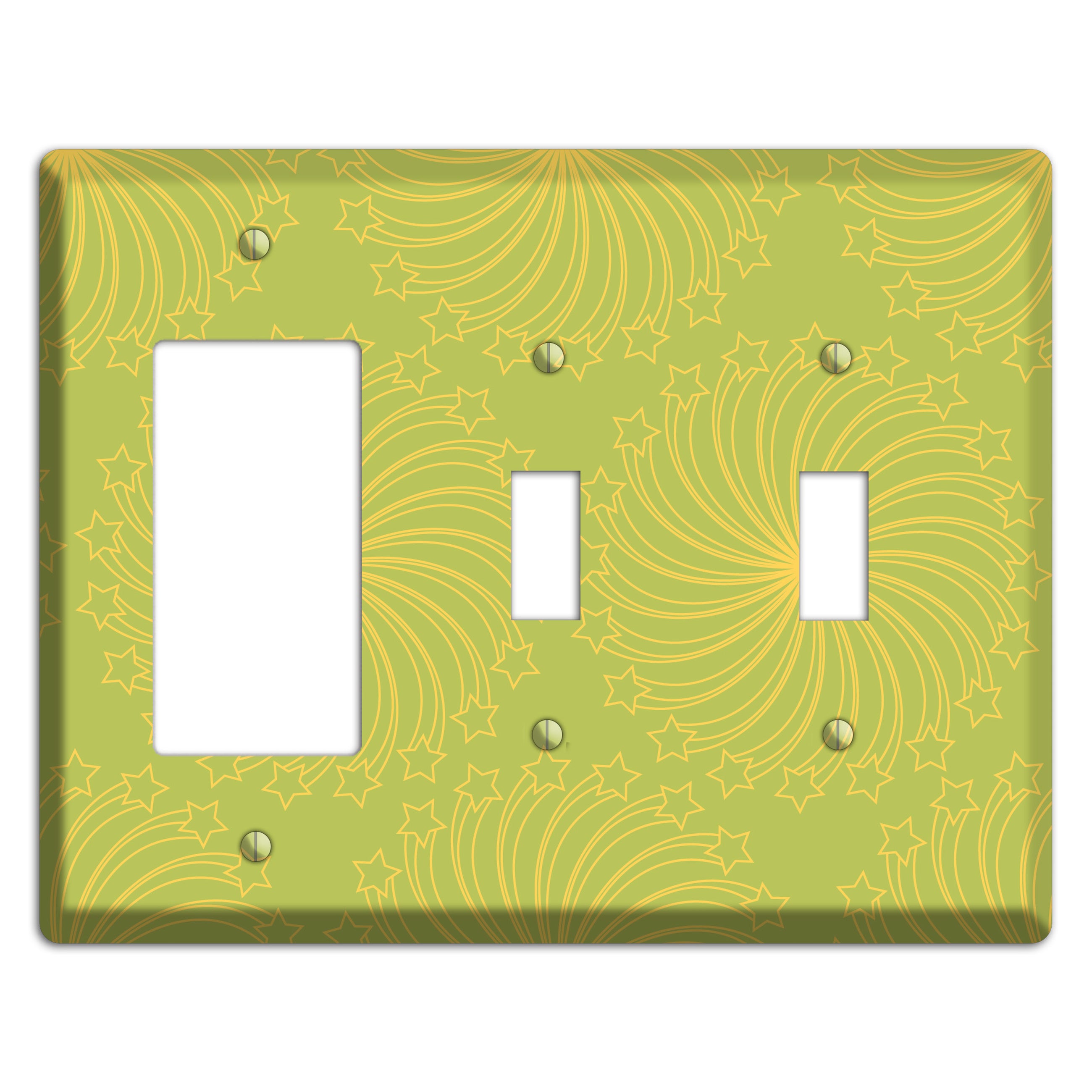Multi Lime Star Swirl Rocker / 2 Toggle Wallplate